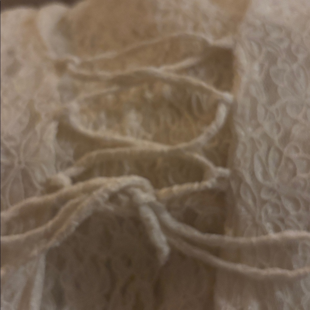 Vintage 90s Ivory Lace Midi Dress Pearl Buttons Cottagecore XL - Picture 9 of 9
